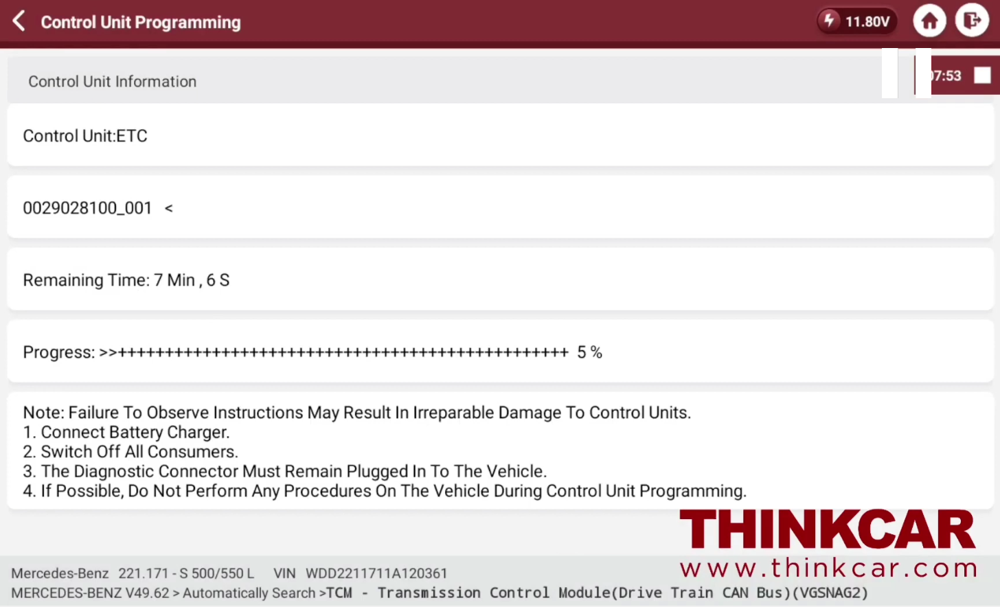 Programming TCM Mercedes S500