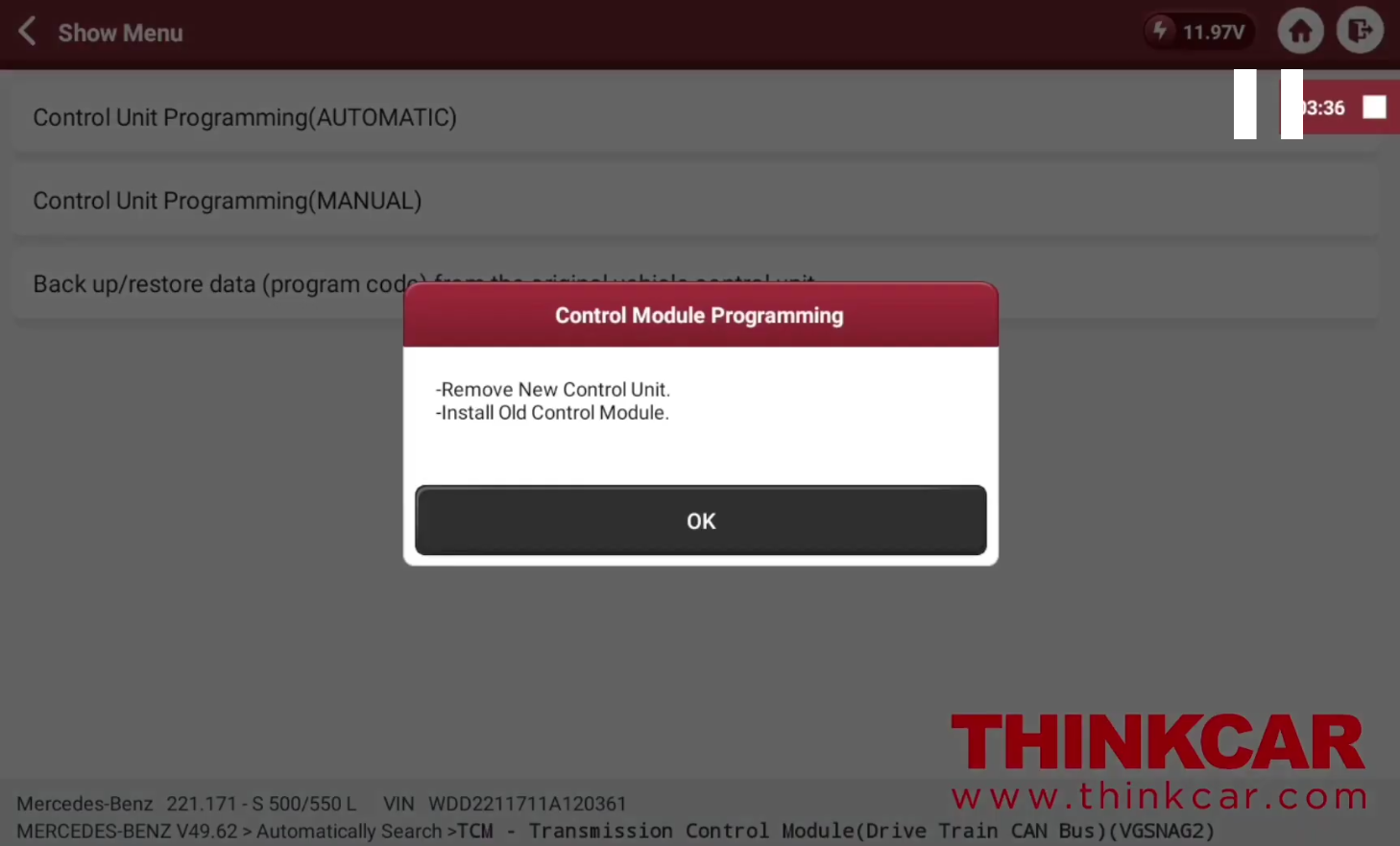 Programming TCM Mercedes S500