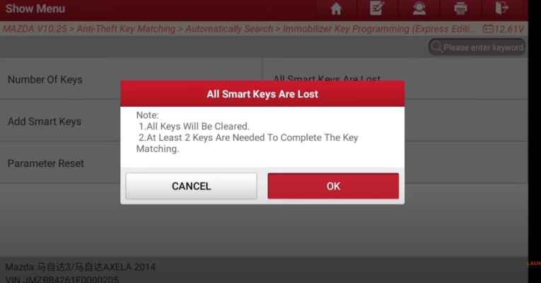 Quy trình làm chìa smartkey trên xe Mazda bằng Launch X431 PRO3