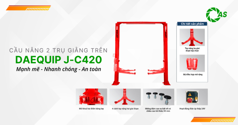 Cầu nâng 2 trụ giằng trên DAEQUIP J-C420