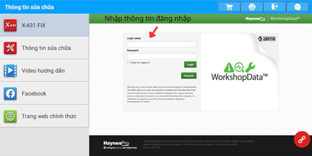 HƯỚNG DẪN NHANH SỬ DỤNG HAYNESPRO (X431 FIX) TRA CỨU SỬA CHỮA
