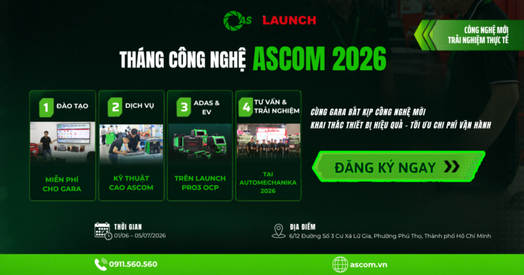 Tháng Công Nghệ ASCOM 2026 cùng gara cập nhật công nghệ ô tô mới